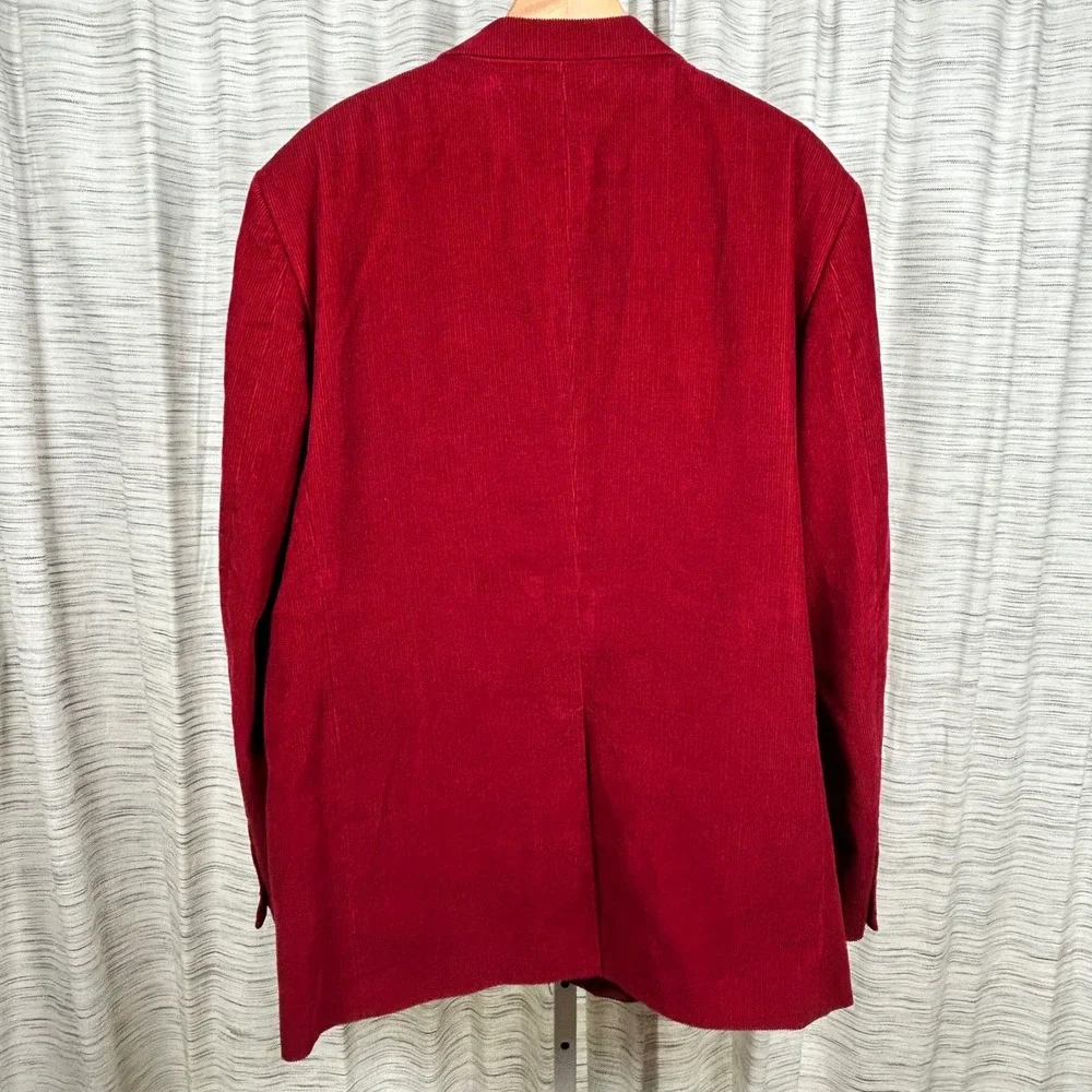 John Blair Blazer Red Mens 44 Bergundy Corduroy Sport Coat Cotton EUC